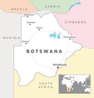 botswana politisk Karta med huvudstad gaborone, mest Viktig städer med nationell gränser vektor