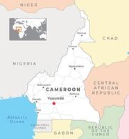 cameroon politisk Karta med huvudstad yaounde, mest Viktig städer med nationell gränser vektor