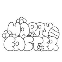 tecknad serie bubbla text av de fras Lycklig påsk i svart och vit vektor