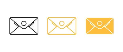 Email Symbol einstellen auf Weiß Hintergrund. Vektor Illustration im Gliederung und eben Stil