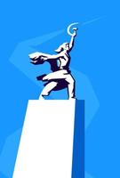 Illustration des Denkmalarbeiters und des Kolchosmädchens. Vektor. Denkmal, ein Symbol für die Errungenschaften des sowjetischen Volkes. Sichel und Hammer in den Händen. eines der symbole von moskau. vektor