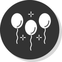 ballonger glyf grå cirkel ikon vektor