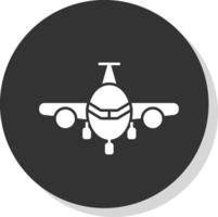 flygplan glyf grå cirkel ikon vektor