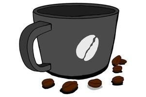 ein Tasse von Kaffee und Kaffee Bohne Vektor