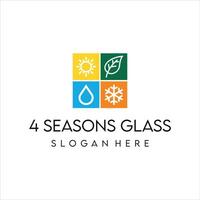 fyra säsonger glas logotyp design vektor