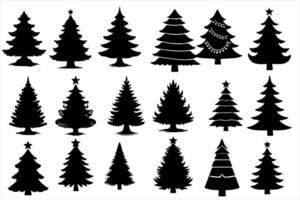 ai generiert Hand gezeichnet Weihnachten Baum Silhouette einstellen Vektor Illustration auf Weiß Hintergrund