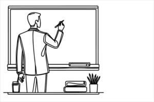 ai generiert Hand Zeichnung schwarz Linie von glücklich Lehrer Tag Schule Konzept Vektor isoliert auf Weiß Hintergrund