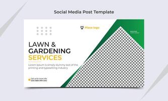 gräsmatta och trädgårdsarbete service social media posta webb baner mall design. vektor