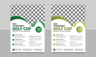 Golf Turnier Flyer Vorlage, Vorlage Golf Turnier mit Stichprobe Text oder Golf Verein. Vektor Illustration eps 10.