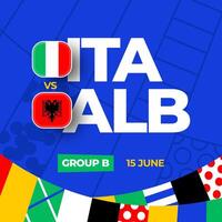 Italien mot albania fotboll 2024 match mot. 2024 grupp skede mästerskap match mot lag intro sport bakgrund, mästerskap konkurrens vektor