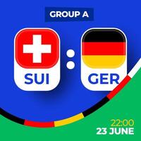 Schweiz vs. Deutschland Fußball 2024 Spiel gegen. 2024 Gruppe Bühne Meisterschaft Spiel gegen Teams Intro Sport Hintergrund, Meisterschaft Wettbewerb vektor