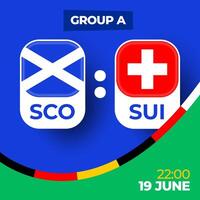 Schottland vs. Schweiz Fußball 2024 Spiel gegen. 2024 Gruppe Bühne Meisterschaft Spiel gegen Teams Intro Sport Hintergrund, Meisterschaft Wettbewerb vektor
