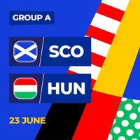 Schottland vs. Ungarn Fußball 2024 Spiel gegen. 2024 Gruppe Bühne Meisterschaft Spiel gegen Teams Intro Sport Hintergrund, Meisterschaft Wettbewerb vektor