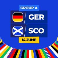 Deutschland vs. Schottland Fußball 2024 Spiel gegen. 2024 Gruppe Bühne Meisterschaft Spiel gegen Teams Intro Sport Hintergrund, Meisterschaft Wettbewerb vektor