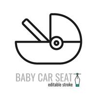 Baby Auto Sitz Linie Symbol.sicher Kind Reisen Symbol.Säugling,Neugeborenes Baby Sitz Gliederung Vektor icon.linear Stil Zeichen zum Handy, Mobiltelefon Konzept und Netz Design. Symbol, Logo Illustration eps 10. editierbar Schlaganfall