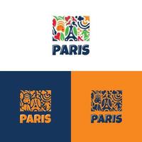 abstrakt färgglada Paris Frankrike logotyp design vektor