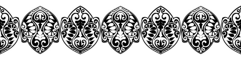 nahtlos Muster von aztekisch linear Grenzen. schwarz ethnisch Hintergrund zum tätowieren auf Weiß Hintergrund vektor