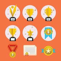 nio klistermärken för de vinnarens tilldela certifikat vektor