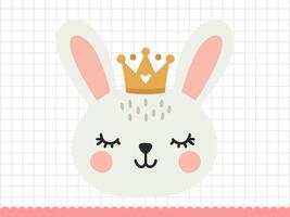 klotter kanin med en krona. liten kanin i tecknad serie stil. illustration. vektor