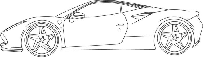 einer Linie Zeichnung Auto und Gliederung auf das Weiß Hintergrund vektor