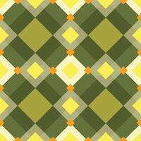 nahtlos klassisch geometrisch Harlekin Diamant Formen Muster von Grün, orange, Beige Farben. vektor