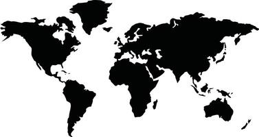 en svart och vit värld Karta på en vit bakgrund vektor