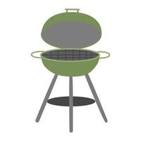 Grill Grill isoliert auf Weiß Hintergrund. Mangal Kohlebecken Grill Element zum Sommer- draussen Grillparty. eben Illustration. Karikatur Stil Picknick Ausrüstung zum Grillen Fleisch und Mahlzeiten. vektor