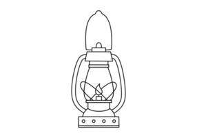 hand dragen söt översikt illustration av camping lykta. platt utomhus- brand Utrustning klistermärke i linje konst klotter stil. turism fotogen lampa ikon. äventyr, vandring. isolerat. vektor