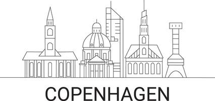 Kopenhagen Stadt Linie zeichnen kostenlos vektor