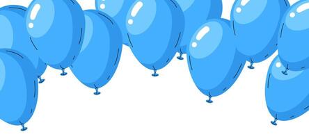 Helium Luftballons Hintergrund. Hand gezeichnet Ballon Ferien Feier Dekor, Geburtstag Party Luft Ballon Dekorationen eben Illustration. Blau glänzend Luftballons Muster vektor