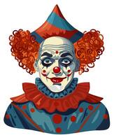 clown. isolerat ljus porträtt av cirkus skådespelare vektor