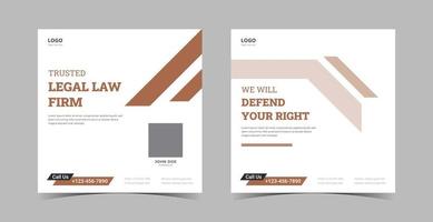advokatbyrå designpaket för sociala medier. advokattjänst affischmall. vektor