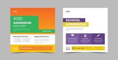 Social-Media-Design-Bundle für den Schuleintritt. Zulassung geht auf Poster-Design-Bundle. vektor