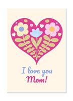 glücklich Mütter Tag Gruß Karte im kindisch Applikationen Stil mit Papier Blumen im ein Herz. vektor