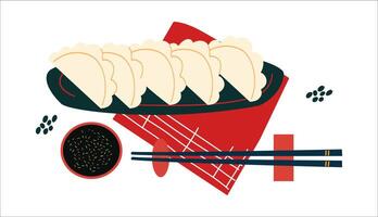 Illustration von Knödel. asiatisch Mahlzeit. japanisch und Chinesisch Lebensmittel. vektor