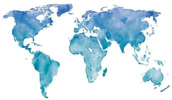 blå akvarell världskarta vektor