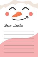 Weihnachtskartenbrief, um eine Nachricht an den Weihnachtsmann-Schneemann zu senden vektor