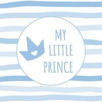 min liten prins, krona affisch, Välkommen bebis inbjudan, bebis dusch inbjudan, interiör dekor, kort, hand ritade, klotter vektor