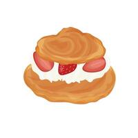 Illustration Logo Profiterole Choux Gebäck mit Pudding und frisch Erdbeere vektor