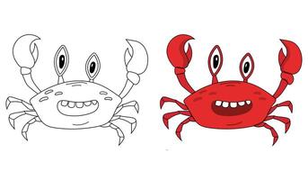 färg sida med tecknad serie krabba vektor