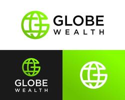 Brief G Monogramm Globus Logo Design. vektor