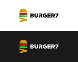 snabb mat burger och roman siffra 7 restaurang logotyp design. vektor