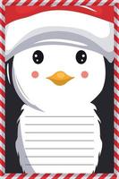 Weihnachtskarte mit süßem Pinguin auf transparentem Hintergrund vektor