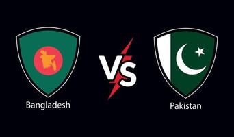 Bangladesch vs. Pakistan International Kricket Flagge Abzeichen Design auf indisch Horizont Hintergrund zum das Finale Welt Tasse. eps zum Sport Spiel Vorlage oder Banner im Illustration. vektor