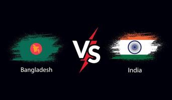 Indien vs. Bangladesch International Kricket Flagge Abzeichen Design auf indisch Horizont Hintergrund zum das Finale Welt Tasse. eps zum Sport Spiel Vorlage oder Banner im Illustration. vektor