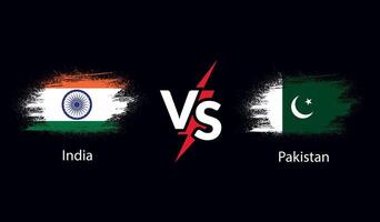 Indien mot pakistan internationell cricket flagga bricka design på indisk horisont bakgrund för de slutlig värld kopp. eps för sporter match mall eller baner i illustration. vektor