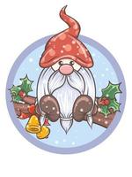 söt gnome illustration håller jingle bells vektor