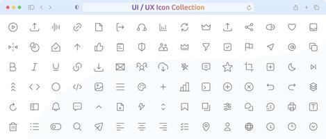 mega uppsättning av ui ux ikon uppsättning. användare gränssnitt ikoner samling. ui ikon uppsättning i platt linje design. tunn översikt ikoner packa. pixel perfekt. 64 x 64. vektor