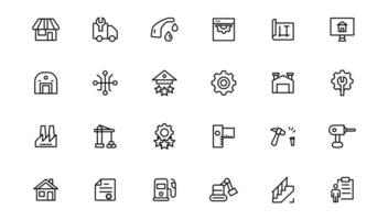 industri och konstruktion ikoner. tunn linje ikoner samling. vektor
