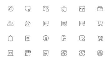 Einkaufen Symbole Satz. E-Commerce Symbol Sammlung. online Einkaufen dünn Linie Symbole. Geschäft Symbole vektor